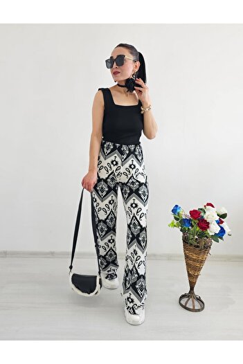 6 butik altı üstü butik Twist Fabric Patterned Trousers