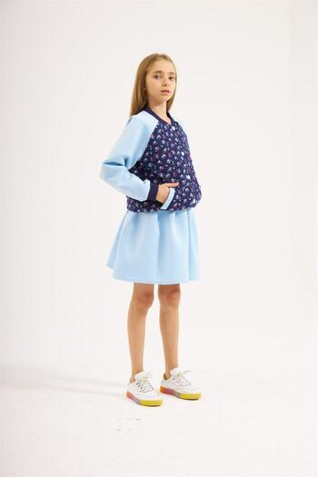 Hilal Akıncı Kids Girl's Scuba Fabric Lined College Jacket Skirt 2-Piece Set