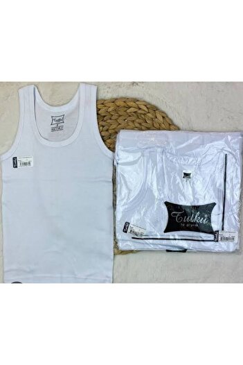 Tutku Set of 6 100% Cotton Men's White Strappy Tank Top