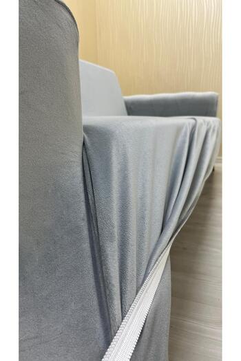 Sahaneev İtalyan Süet Kumaş Sandalye Kılıfı AÇIKGRİ RENK (6 ADET)