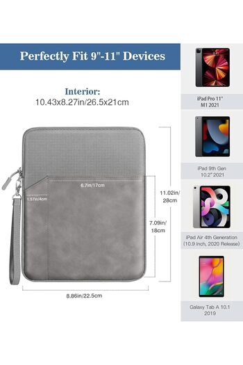 Other 9-11 inch Tablet Sleeve Case for iPad Pro 11 / iPad Air / Galaxy Tab / Surface Go – Light Gray Pol