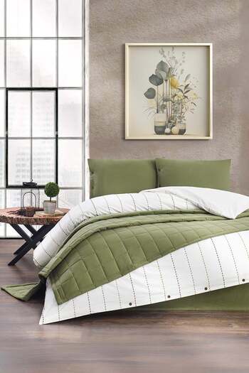 Altınbaşak Freda Double Duvet Cover-Bedspread Set Green (5 Pieces)