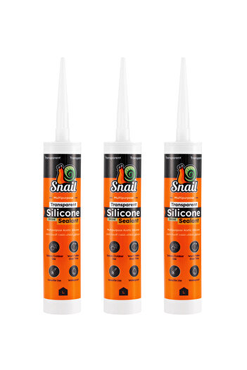 Lawazim Snail Silicone Sealant Set of 3 - Transparent, Waterproof, Quick-Dry, Flexible Clear Caulk