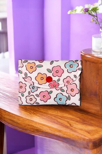 SAPHYRA Handmade Snap Fastener Women's Cloth Wallet - Zippered Back Eye and 2 Interior Compartments