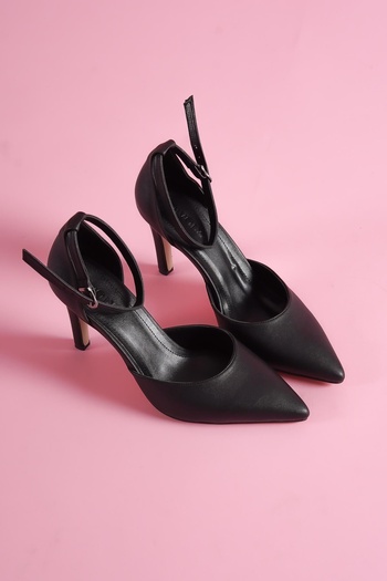 DİVOLYA Zeus Black Pointed Toe Heeled Shoes