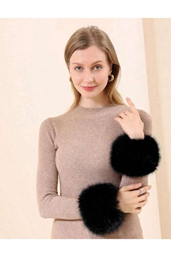 Luminos Butik Fur Colored Black Sleeve - Model 3601