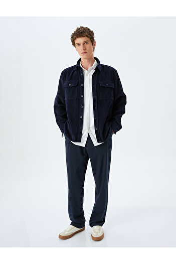 Koton Long Sleeve Buttoned Pocket Detailed Cotton Corduroy Shirt Jacket
