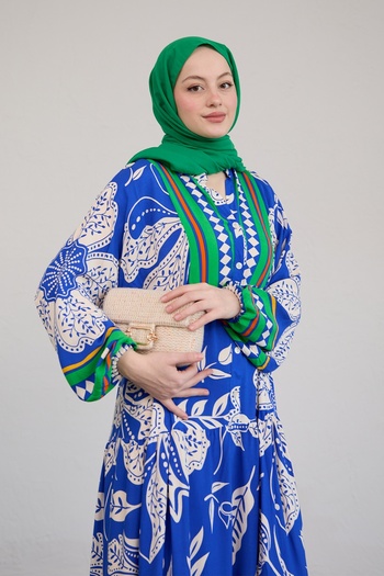 InStyle Colorful Mixed Casual Green Viscose Dress