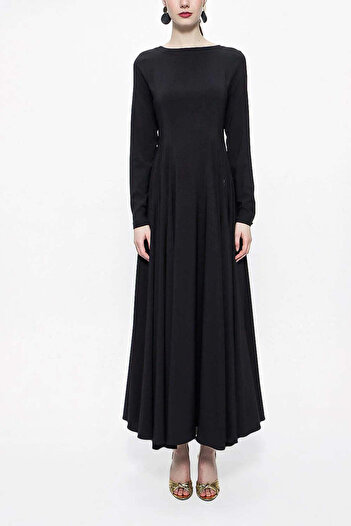 SOCIETA Black Sitting Waist Cup Long Dress 94101