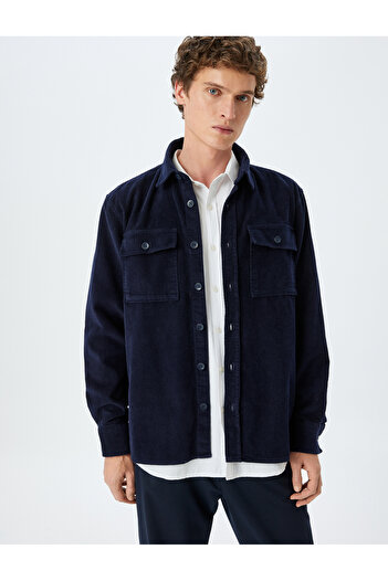 Koton Long Sleeve Buttoned Pocket Detailed Cotton Corduroy Shirt Jacket