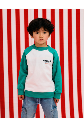 Ziddy Raglan Sleeve Sweatshirt for Boys 'Nazaré', White/Green