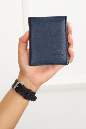 Newish Men's Card Holder and Wallet with Coin Compartment - New033 - Navy Blue