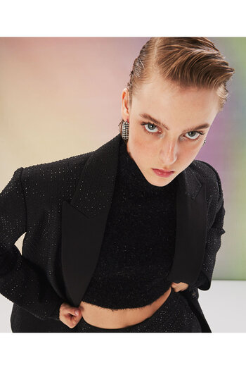 Twist Shiny Textured Crop Knitwear