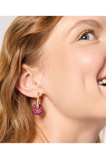 Twist Shiny Stone Detailed Hoop Earrings