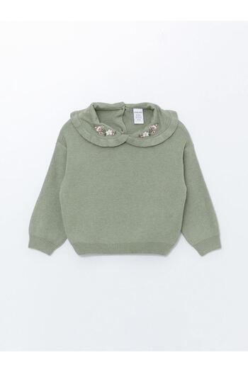 LC Waikiki Baby Collar Embroidered Girl's Sweater and Leggings 2-Piece Set (W4)