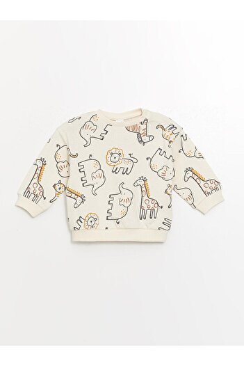 LC Waikiki Crew Neck Printed Baby Boy Sweatshirt and Tracksuit Bottom 2-Piece Set (W4)