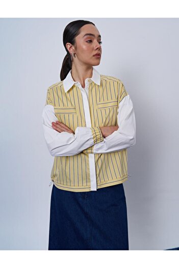 Kayra Yellow Stripe Pattern Cotton Tunic