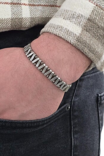 NBS Beautiful Naturel Stones Men's Hematite Colorless Handcrafted Bracelet (Gift, Special Day, Birthday)