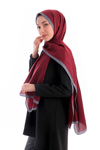 Bursa İpek Burgundy Star Pattern Silk Cotton Shawl