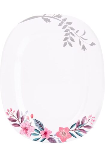 AKDC M/Mine Oval Plate - 25cm x 30cm x 3cm, White And Pink