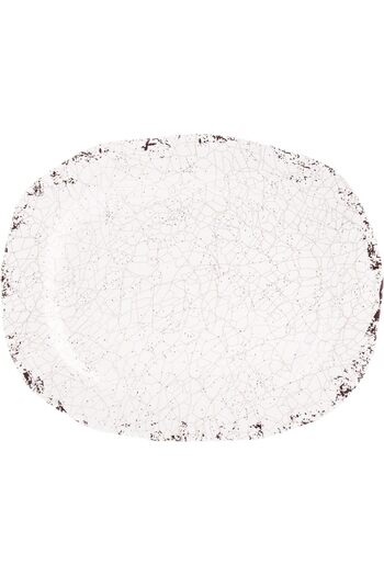 AKDC M/Mine Oval Plate L(25cm) xW(30cm) xH(3cm) White, Gold, And Specks Of Brown.