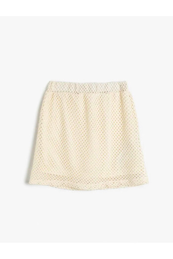 Koton Elastic Waist Lined Mesh Skirt