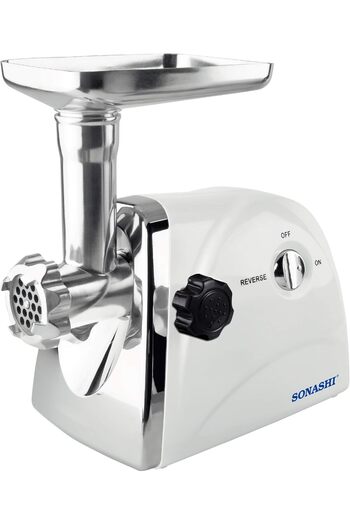 sonashi Meat Grinder [White] SMG-022N - 1200W Commercial Grinder, Stainless Steel Plate, Kubbe