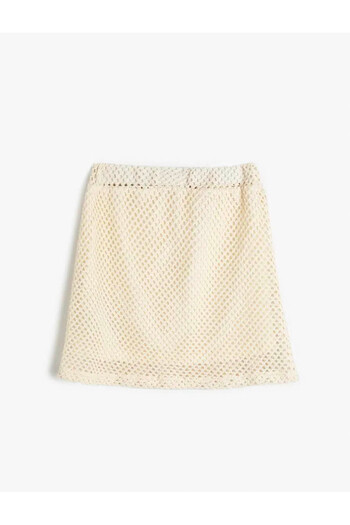 Koton Elastic Waist Lined Mesh Skirt
