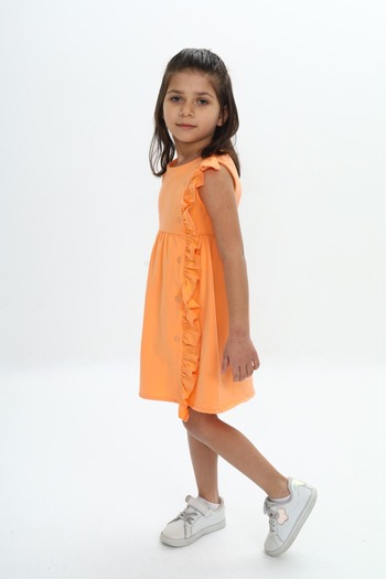 Toontoy Girl's Ruffle and Snap Detailed Dress