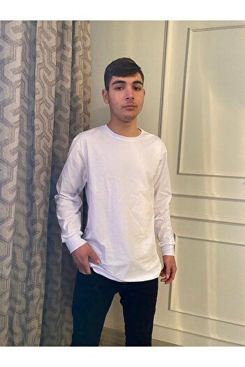 DÜVEN Сезонний чоловічий однотонний топ з довгим рукавом з чистої бавовни з м'якою текстурою