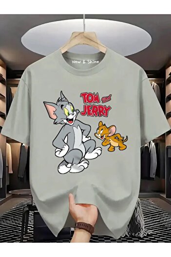 New Shine Sepette 6 Ve Üzeri Alımlarda 1 Tişört Hediyedir - Tom Ve Jerry Baskılı Oversize T-shirt