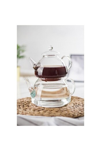 Depa Glass Teapot and Glass Mug Set Glass Cup Tea Coffee Set (9 Pieces)