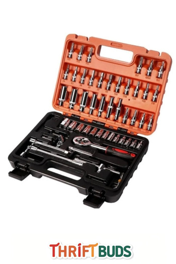 Thriftbuds Special Production 53 Piece Titanium Socket - Torque Wrench Kit Ratchet Repair Set