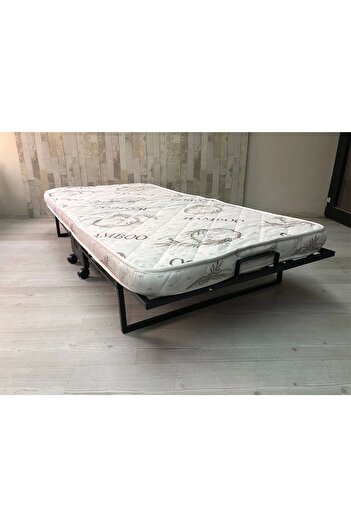 adımshops Katlanır Yatak, Karyola 90x190 Cm Katlanabilir Somya Tek Kişilik Katlanır Yatak(YATAK DAHİL)