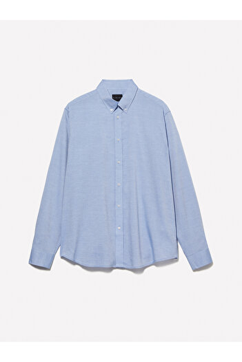 Sisley Men's Light Blue Lyocell & Cotton Blend Regular Fit Shirt