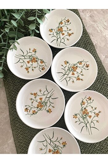 Yiğit Seramik Züccaciye Çiğdem Model 6-Piece Small Round Breakfast Set