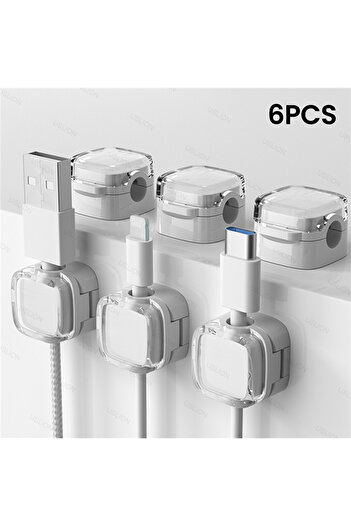 Choice W Colorful 6 PCS Magnetic Cable Clips Cable Smooth Adjustable Cord Holder Under Desk Cable Manageme.