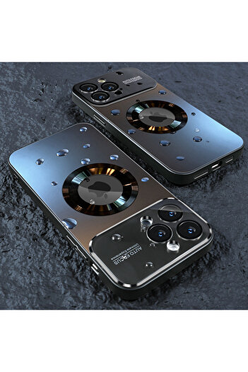 Choice جراب كاميرا زجاجي فاخر أسود لهاتف iPhone 12 من Magesafe مع شحن لاسلكي مغناطيسي لهاتف iPhone 11 12