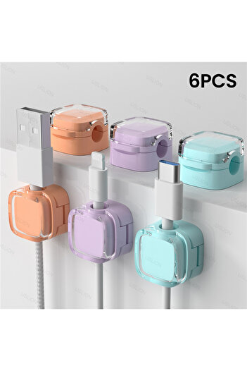 Choice CR Colorful 6 PCS Magnetic Cable Clips Cable Smooth Adjustable Cord Holder Under Desk Cable Manageme