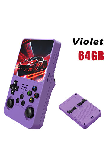 Choice 64GB violet R36S Retro Handheld Video Game Console Linux System 3.5-inch IPS Screen Portable Handhel