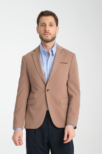 Frappoli Baselnaa Men's Mink Oversize Large Size Slim Fit Lined Buttoned Basic Blazer Jacket