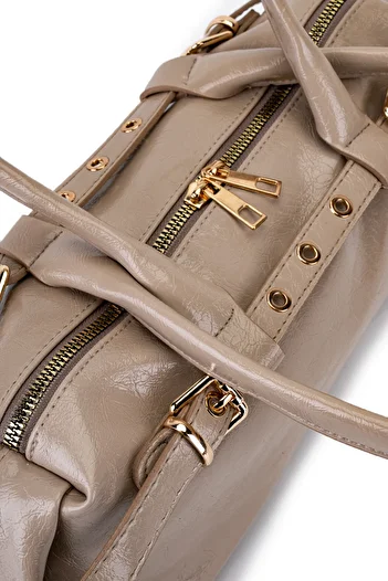 minebag Belt Detailed Patent Leather Faux Leather Shoulder Bag Anfora Mink