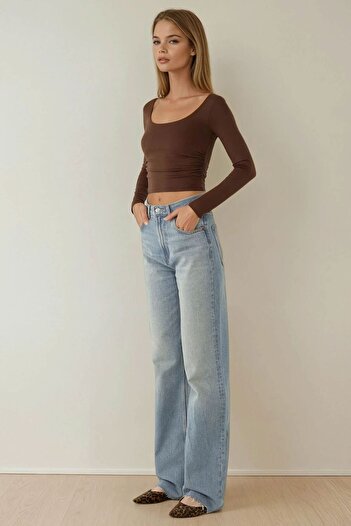 Hiccup Slim Fit Viscose Bisiklet Yaka Kısa Bluz