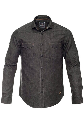 tambattal Lycra Plus Size Denim Shirt Long Sleeve Anthracite Suitable for 120Kg-190Kg