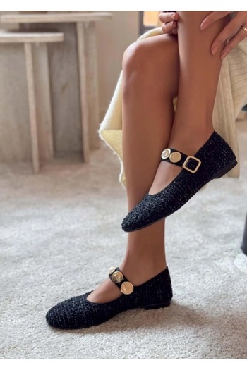 İnan Ayakkabı Women's Black Ballerina Shoes (Slim Fit)