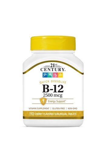 21st Century Vitamin B12 (2500 mcg) Cherry Sublingual, 110ct, Quick Dissolve, Gluten-Free, Non-GMO