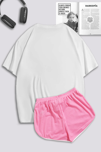 macklin Women's Angel Gym Oversize T-Shirt and Detailed Mini and Short Set