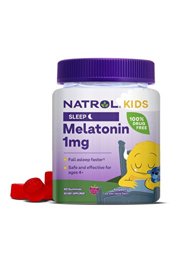 Natrol Kids Melatonin 1mg Gummies, Raspberry-Flavored, 60 Count, 60 Day Supply for Restful Sleep
