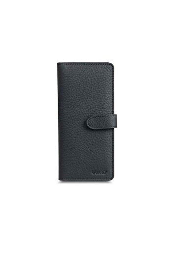 GUARD Mat Siyah Kart ve Para Slotlu Hakiki Deri Unisex Telefon Kılıflı Cüzdan 3032