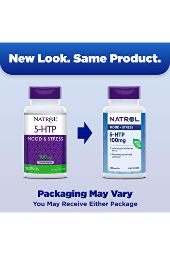 Natrol 5-HTP 100 mg Mood & Stress Support, 30 Capsules, 30-Day Supply
